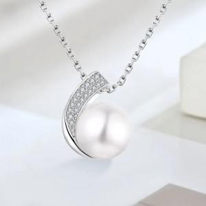 Hongde 925 Sterling Sølv med Diamanter og Perler Ring&Halskæde Customized Halskæde Ring Sæt