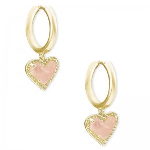 Blush Heart Charm Hoop Øreringe Heart Huggie øreringe til kvinder, mode smykker