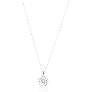 Delikat blomstervedhæng halskæde Ægte eller skabt ædelsten Birthstone blomstervedhæng halskæde med kæde i sterling sølv, 18